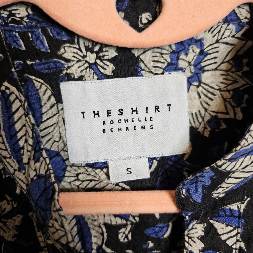 The Shirt Rochelle Behrens Floral Drop Waist Mini Dress Blue Black Womens Small - Picture 6 of 9